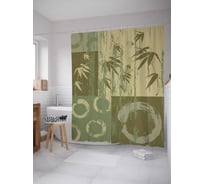 Штора (занавеска) для ванной JoyArty "Травянистые узоры" из сатена, 180х200 см с крючками, sc_15786