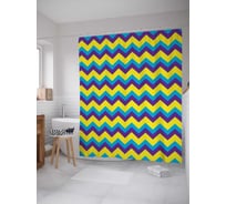 Штора (занавеска) для ванной JoyArty "Зигзаги с моря" из сатена, 180х200 см с крючками, sc_11611