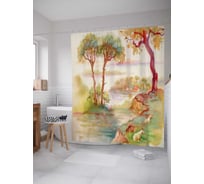 Штора (занавеска) для ванной JoyArty "Болотные деревья" из сатена, 180х200 см с крючками, sc_15847