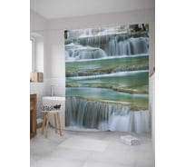 Штора (занавеска) для ванной JoyArty "Плавный водопад" из сатена, 180х200 см с крючками, sc_10140