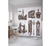 Штора (занавеска) для ванной JoyArty "Ассоциации с Лондоном" из сатена, 180х200 см с крючками, sc_17708