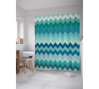 Штора (занавеска) для ванной JoyArty "Зигзаги прохлады" из сатена, 180х200 см с крючками, sc_11609