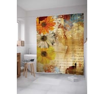 Штора (занавеска) для ванной JoyArty "Романтические письмена" из сатена, 180х200 см с крючками, sc_17686