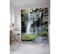 Штора (занавеска) для ванной JoyArty "Таинственный водопад" из сатена, 180х200 см с крючками, sc_10104