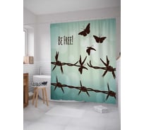 Штора (занавеска) для ванной JoyArty "Свободные бабочки" из сатена, 180х200 см с крючками, sc_12001