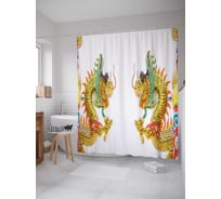 Штора (занавеска) для ванной JoyArty "Зеркальный дракон" из сатена, 180х200 см с крючками, sc_17910