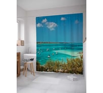 Штора (занавеска) для ванной JoyArty "Береговые корабли" из сатена, 180х200 см с крючками, sc_11696