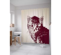 Штора (занавеска) для ванной JoyArty "Мяукающее чудо" из сатена, 180х200 см с крючками, sc_15569