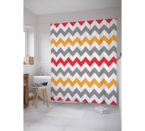 Штора (занавеска) для ванной JoyArty "Зигзаги настроения" из сатена, 180х200 см с крючками, sc_11622