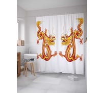 Штора (занавеска) для ванной JoyArty "Драконы-близнецы" из сатена, 180х200 см с крючками, sc_17919