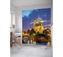 Штора (занавеска) для ванной JoyArty "Ночной собор" из сатена, 180х200 см с крючками, sc_12267