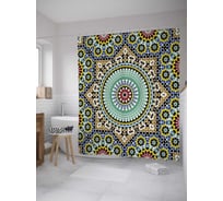 Штора (занавеска) для ванной JoyArty "Цветной орнамент" из сатена, 180х200 см с крючками, sc_12308