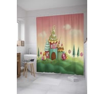 Штора (занавеска) для ванной JoyArty "Сладкое поместье" из сатена, 180х200 см с крючками, sc_11974