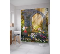 Штора (занавеска) для ванной JoyArty "Волшебные феи в глубине леса" из сатена, 180х200 см с крючками, sc_15327