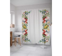 Штора (занавеска) для ванной JoyArty "Цветочные узоры" из сатена, 180х200 см с крючками, sc_15969