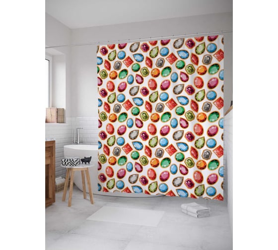 Штора (занавеска) для ванной JoyArty "Драгоценная мечта" из сатена, 180х200 см с крючками, sc_17389 1