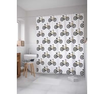 Штора (занавеска) для ванной JoyArty "Мчащиеся велосипеды" из сатена, 180х200 см с крючками, sc_17797