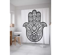 Штора (занавеска) для ванной JoyArty "Цветочный глаз" из сатена, 180х200 см с крючками, sc_16088