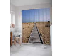 Штора (занавеска) для ванной JoyArty "Пустынный мост" из сатена, 180х200 см с крючками, sc_16104
