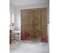 Штора (занавеска) для ванной JoyArty "Ретро узор с розами" из сатена, 180х200 см с крючками, sc_15967