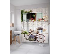 Штора (занавеска) для ванной JoyArty "Велосипедная доставка" из сатена, 180х200 см с крючками, sc_17803