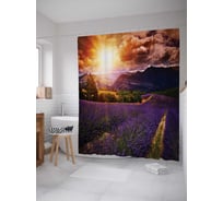 Штора (занавеска) для ванной JoyArty "Цветы радуются солнцу" из сатена, 180х200 см с крючками, sc_17348