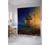 Штора (занавеска) для ванной JoyArty "Граница рассвета и ночи" из сатена, 180х200 см с крючками, sc_17349