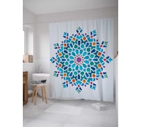 Штора (занавеска) для ванной JoyArty "Цветочный орнамент" из сатена, 180х200 см с крючками, sc_15424