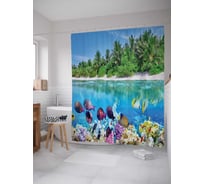Штора (занавеска) для ванной JoyArty "Фантастический водоем" из сатена, 180х200 см с крючками, sc_15516