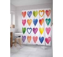 Штора (занавеска) для ванной JoyArty "Разнообразие в сердце" из сатена, 180х200 см с крючками, sc_17696