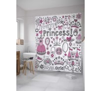 Штора (занавеска) для ванной JoyArty "Милая принцесса" из сатена, 180х200 см с крючками, sc_11960