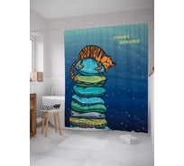 Штора (занавеска) для ванной JoyArty "Сладкие сны" из сатена, 180х200 см с крючками, sc_15562