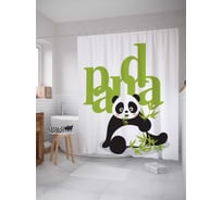 Штора (занавеска) для ванной JoyArty "Голодная панда" из сатена, 180х200 см с крючками, sc_17652