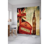 Штора (занавеска) для ванной JoyArty "Британский телефон" из сатена, 180х200 см с крючками, sc_14655