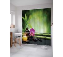 Штора (занавеска) для ванной JoyArty "Аромат орхидеи" из сатена, 180х200 см с крючками, sc_16366