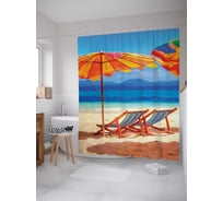 Штора (занавеска) для ванной JoyArty "Загар в теплых краях" из сатена, 180х200 см с крючками, sc_15313