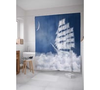 Штора (занавеска) для ванной JoyArty "Туманный корабль" из сатена, 180х200 см с крючками, sc_17811