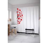 Штора (занавеска) для ванной JoyArty "Сидим у любовного древа" из сатена, 180х200 см с крючками, sc_17631