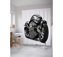 Штора (занавеска) для ванной JoyArty "Бронированный мотоцикл" из сатена, 180х200 см с крючками, sc_17785