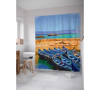 Штора (занавеска) для ванной JoyArty "Лодочная стоянка" из сатена, 180х200 см с крючками, sc_15115