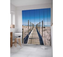 Штора (занавеска) для ванной JoyArty "Береговые дороги" из сатена, 180х200 см с крючками, sc_16132