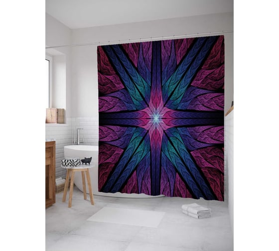 Штора (занавеска) для ванной JoyArty "Тайна звезды" из сатена, 180х200 см с крючками, sc_20833 1