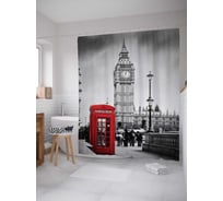 Штора (занавеска) для ванной JoyArty "Звонок из Лондона" из сатена, 180х200 см с крючками, sc_14654