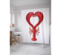 Штора (занавеска) для ванной JoyArty "Любовный лобстер" из сатена, 180х200 см с крючками, sc_17283