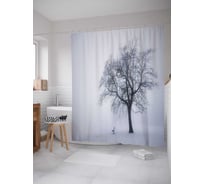 Штора (занавеска) для ванной JoyArty "Дерево одиночества" из сатена, 180х200 см с крючками, sc_17611