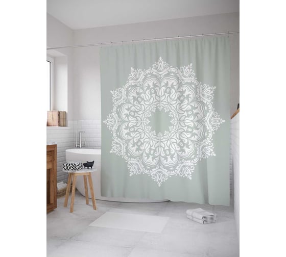 Штора (занавеска) для ванной JoyArty "Классический орнамент" из сатена, 180х200 см с крючками, sc_15419 1