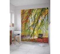 Штора (занавеска) для ванной JoyArty "Листва покрыла землю" из сатена, 180х200 см с крючками, sc_17616