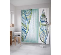 Штора (занавеска) для ванной JoyArty "Ракушка с росписью" из сатена, 180х200 см с крючками, sc_17272