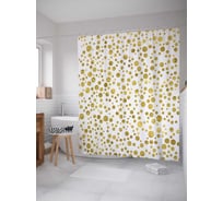 Штора (занавеска) для ванной JoyArty "Золотые точки" из сатена, 180х200 см с крючками, sc_16397