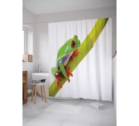 Штора (занавеска) для ванной JoyArty "Лазающая лягушка" из сатена, 180х200 см с крючками, sc_15241